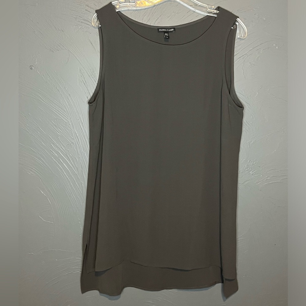 EILEEN FISHER SILK short sleeve tunic shirt women’s size Large